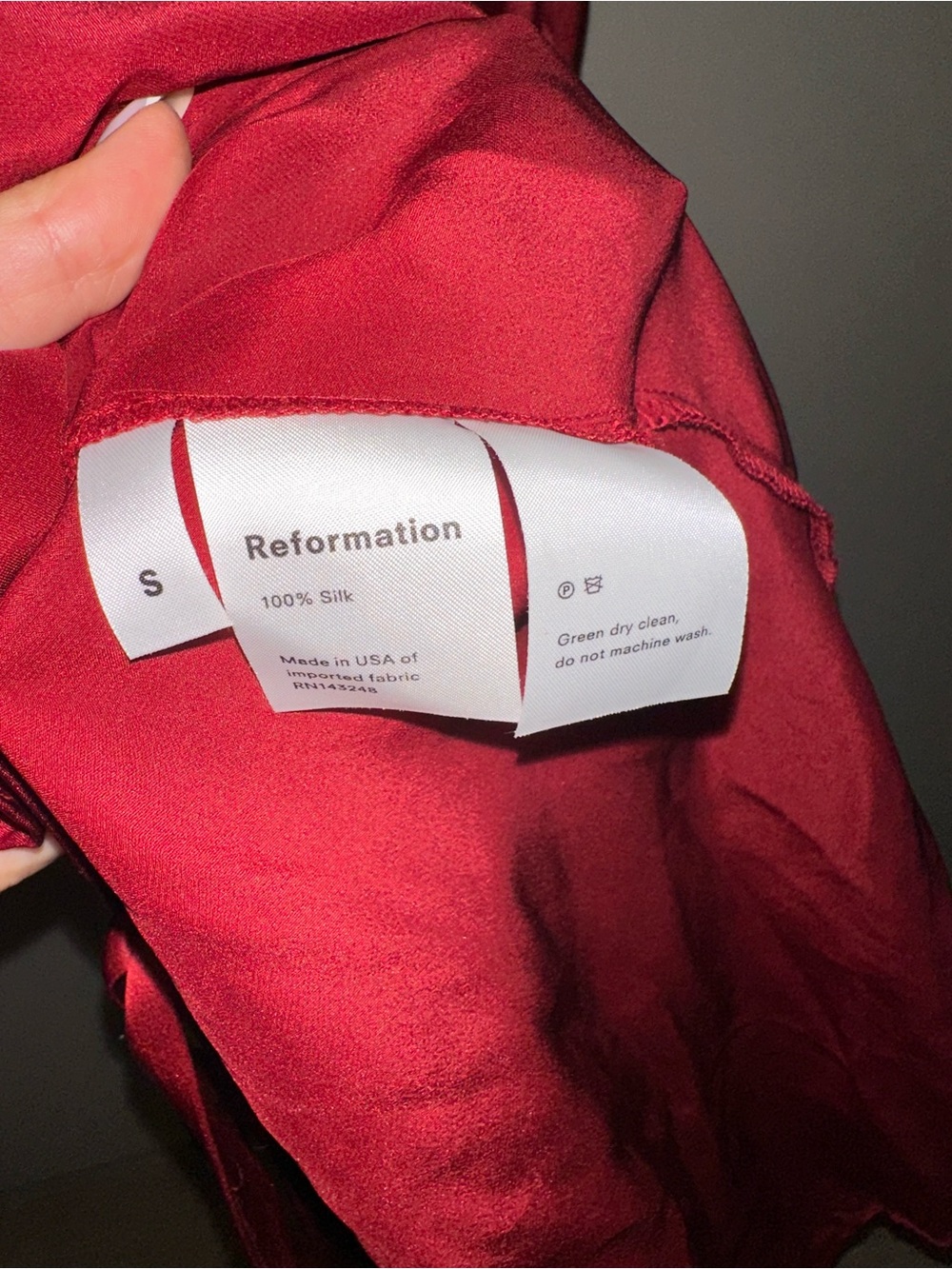 Reformation Harlow Silk Wrap Mini Dress in Deep Red Size Small - Picture 5 of 5